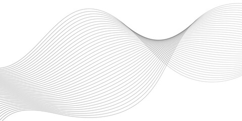 Abstract wave line pattern with gradient lines on transparent background. Undulate Grey Wave Swirl, frequency sound wave, twisted curve lines with blend.