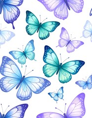 Vibrant butterfly pattern on white