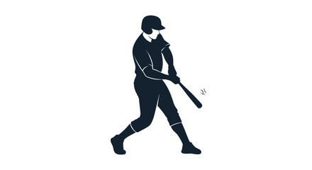Obraz premium Baseball Player Silhouette Swinging Bat at Ball.