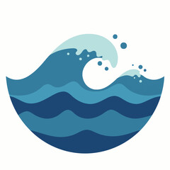 A beautifully stylized illustration captures the dynamic essence of a powerful ocean wave, showcasing its cresting motion and vibrant blue hues against a clean background.