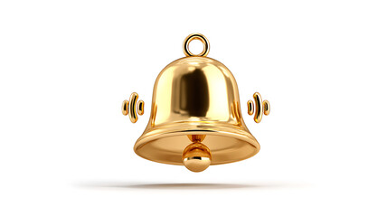 Shiny gold bell with sound waves suggests announcements, notifications, and special alerts.