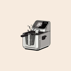 AI Deep Fryer icon flat vector design.