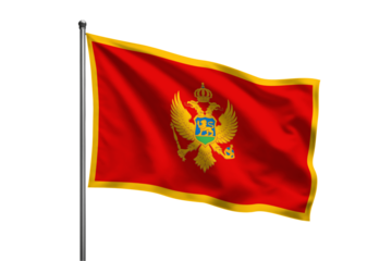 Montenegro waving flag on a pole PNG