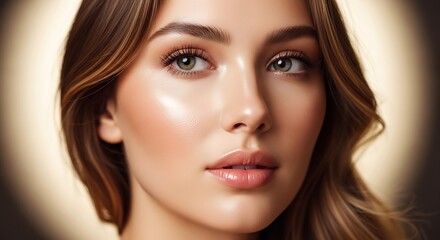 Obraz premium Radiant Beauty - A Portrait of a Woman with Glowing Skin.