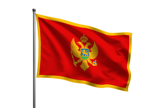 Montenegro waving flag on a pole PNG