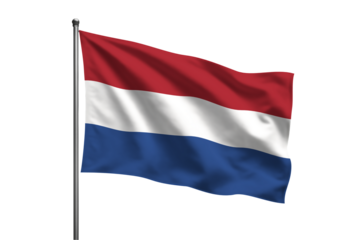 Netherlands waving flag on a pole PNG