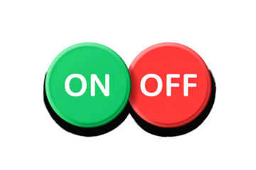 On and Off Toggle Switch Buttons  on transparent background.