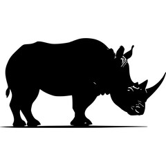 Rhino silhouette vector illustration endangered species wildlife art
