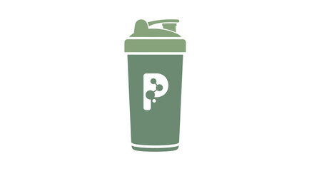 Obraz premium Green Protein Shaker Bottle with White Letter P.