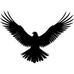 Black silhouette eagle flying vector illustration bird of prey design