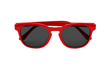 Women glamorous red sunglasses isolated on transparent background.
