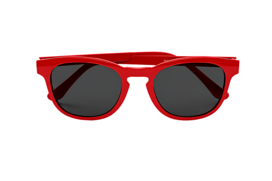 Women glamorous red sunglasses isolated on transparent background.