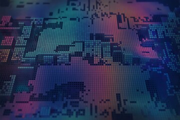 Abstract digital circuit board with vibrant neon colors and futuristic glowing effects