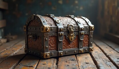 Discover untold riches within this antique ornate treasure chest, perfect for adventure themes.