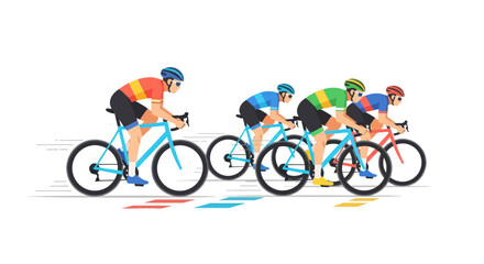 Colorful Cyclists Racing on Road Bikes Competition.