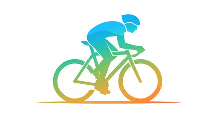Fototapeta premium Silhouette of a Cyclist Riding a Bicycle with Gradient Colors.