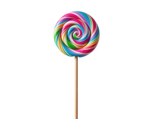 Colorful Spiral Lollipop with Bright Swirls on a Transparent background