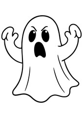 Black and white vector of a scary ghost, perfect for Halloween, engraving, laser cutting, prints, and creative projects.