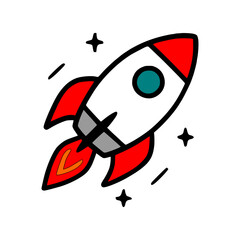 Fototapeta premium Cartoon Rocket Ship Launching