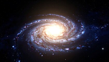 Obraz premium A breathtaking spiral galaxy swirls amidst a vast dark expanse, with a bright core and swirling arms of stars