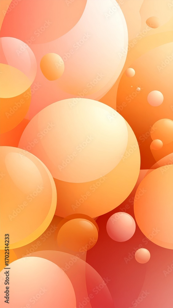 Poster spheres overlap, forming dynamic composition. smooth textures suggest fluidity