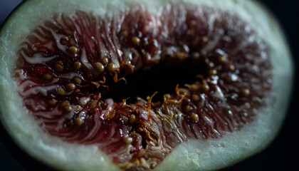 Fig Fruit Macro Showing Interior Seeds and Texture. Bishvat jewish festival. Generated Image