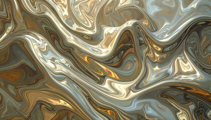 Fototapeta premium Abstract liquid gold and silver swirls