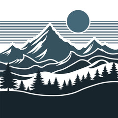 Beautiful camping landscape illustration perfect for travel projects. Adventure camping vector with mountain, tent, and nature scene.