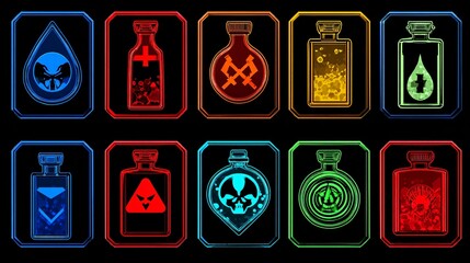 Neon Toxic Potions: HUD Icon Collection