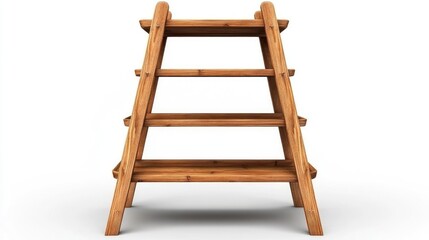 Wooden four-tiered display shelf.