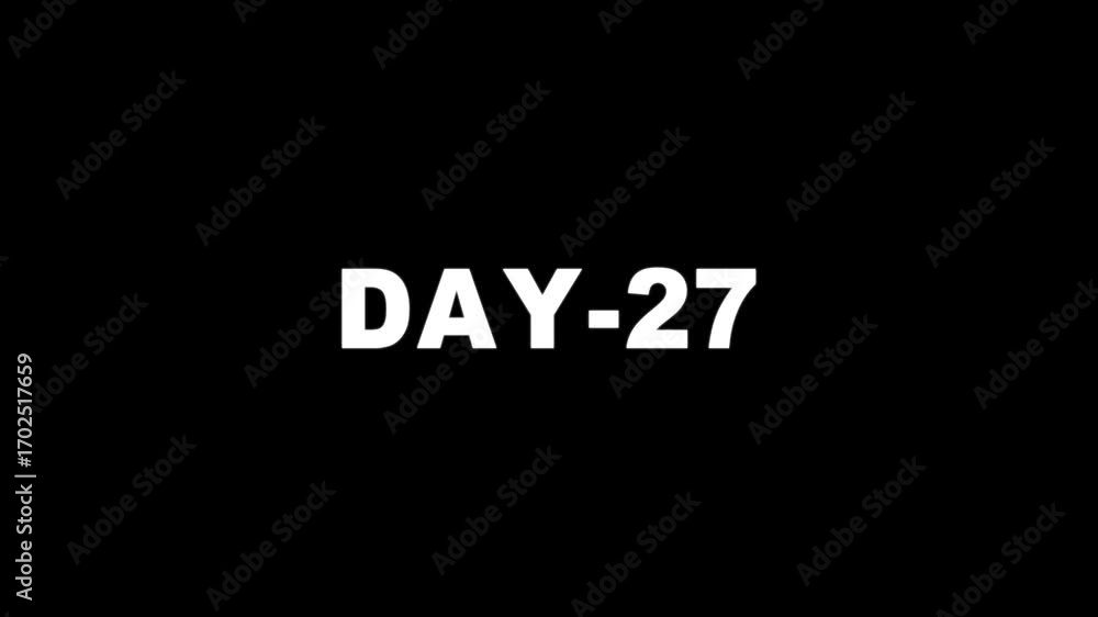 Aufkleber animated of 27 day text animation. glowing day text animation on black background. (27 day)