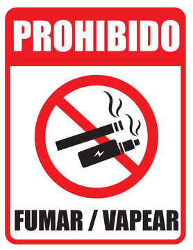 Se&ntilde;al para imprimir de prohibido fumar y vapear