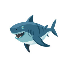 Vector art of blue cartoon shark