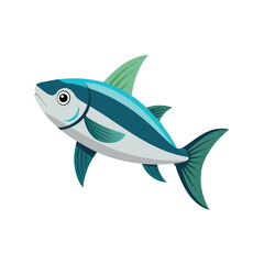 Vector art of a cartoon illustration of a blue and silver fish