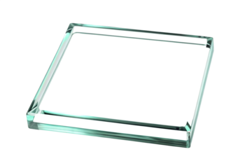 Clear glass square frame isolated on a transparent background