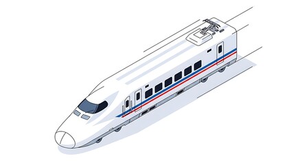 Isometric Illustration of a Modern White High-Speed Train