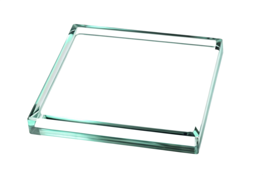 Clear glass square frame isolated on a transparent background