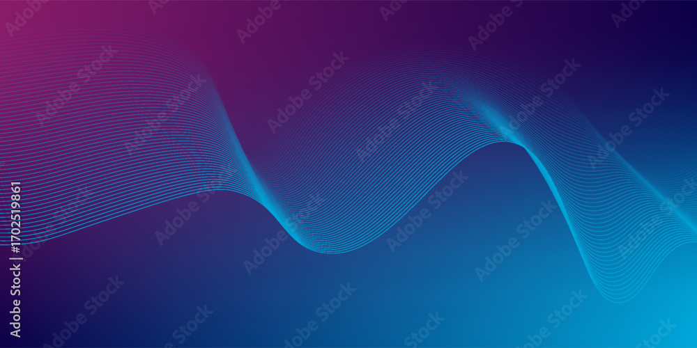 Poster abstract glowing wavy lines on a dark blue background. dynamic wave pattern. futuristic technology c