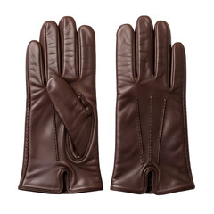Naklejka premium Pair of brown leather gloves isolated on white background