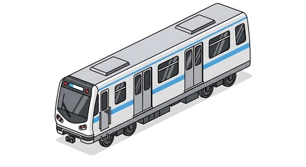 Isometric View of a Modern Metro Train