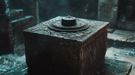 Ancient Stone Relic in Mysterious Ruins