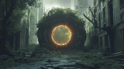 Apocalyptic Portal: Nature Reclaims Urban Ruins