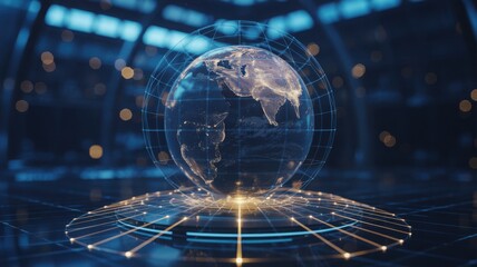 Global technology with digital earth and futuristic elements