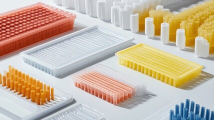 Laboratory Equipment: Colorful Collection of Microbrushes and Trays