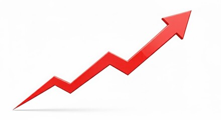 Red arrow pointing up isolated on white background