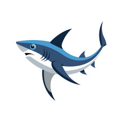 Obraz premium Vector art of a dynamic blue shark swimming powerfully isolated on a