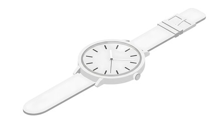 Minimalist White Analog Wristwatch with Simple Design on White Background