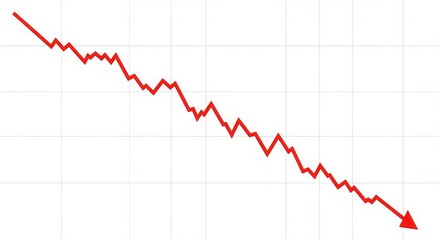 Stock market chart showing a downward trend isolated on white background