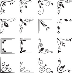 decorative corner flourish vector pack floral and abstract ornaments for frames invitations greeting cards and logos