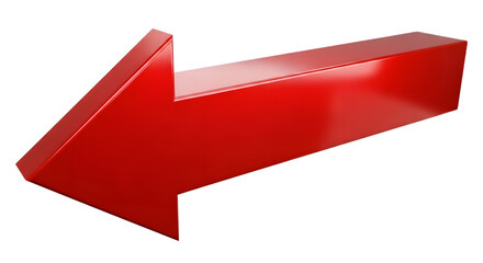 A shiny red arrow pointing to the left, isolated on transparent background